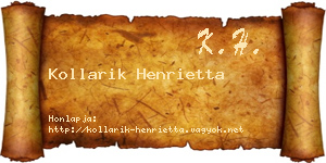 Kollarik Henrietta névjegykártya